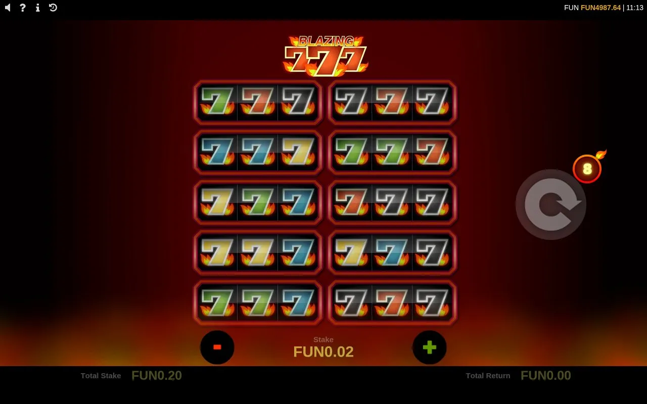 Blazing 777 mid-session state around round 271 in base mode