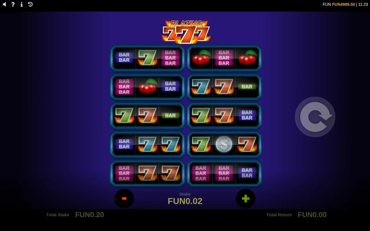 Blazing 777 settled base mode round late in the small-stake stretch