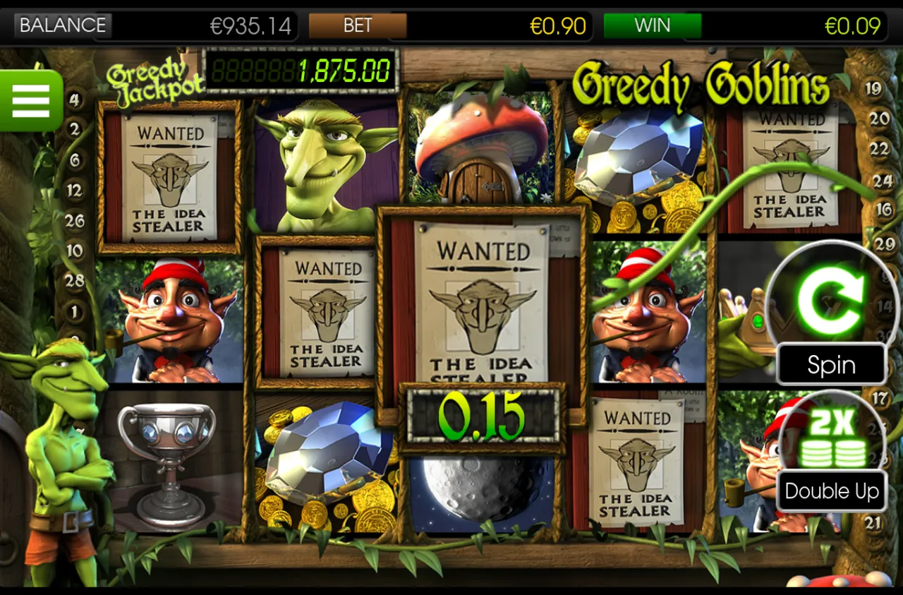 A Wanted poster cluster across the middle three reels