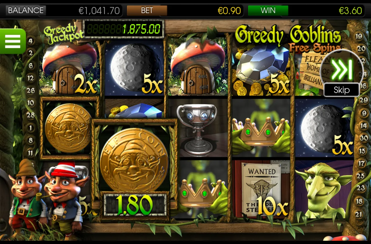 Free Spins grid with multiplier badges of up to 10x on the symbols
