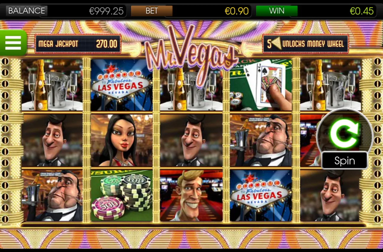 Welcome to Las Vegas signs and a casino-chip stack across the middle row for 0.45