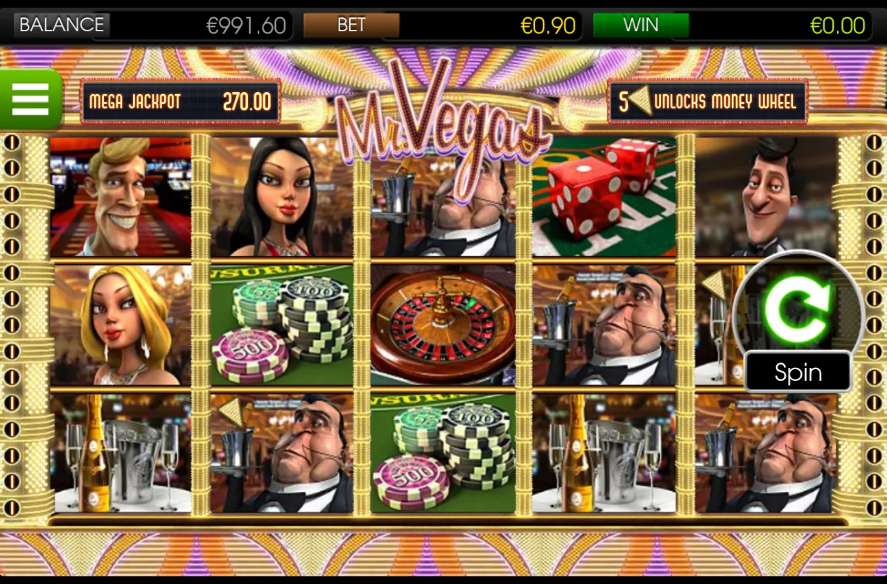 Base reels showing the dealer, a roulette wheel and a red dice pair top right