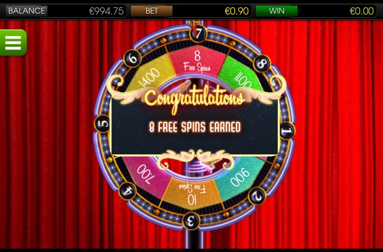 Money Wheel mid-spin showing its prize slices