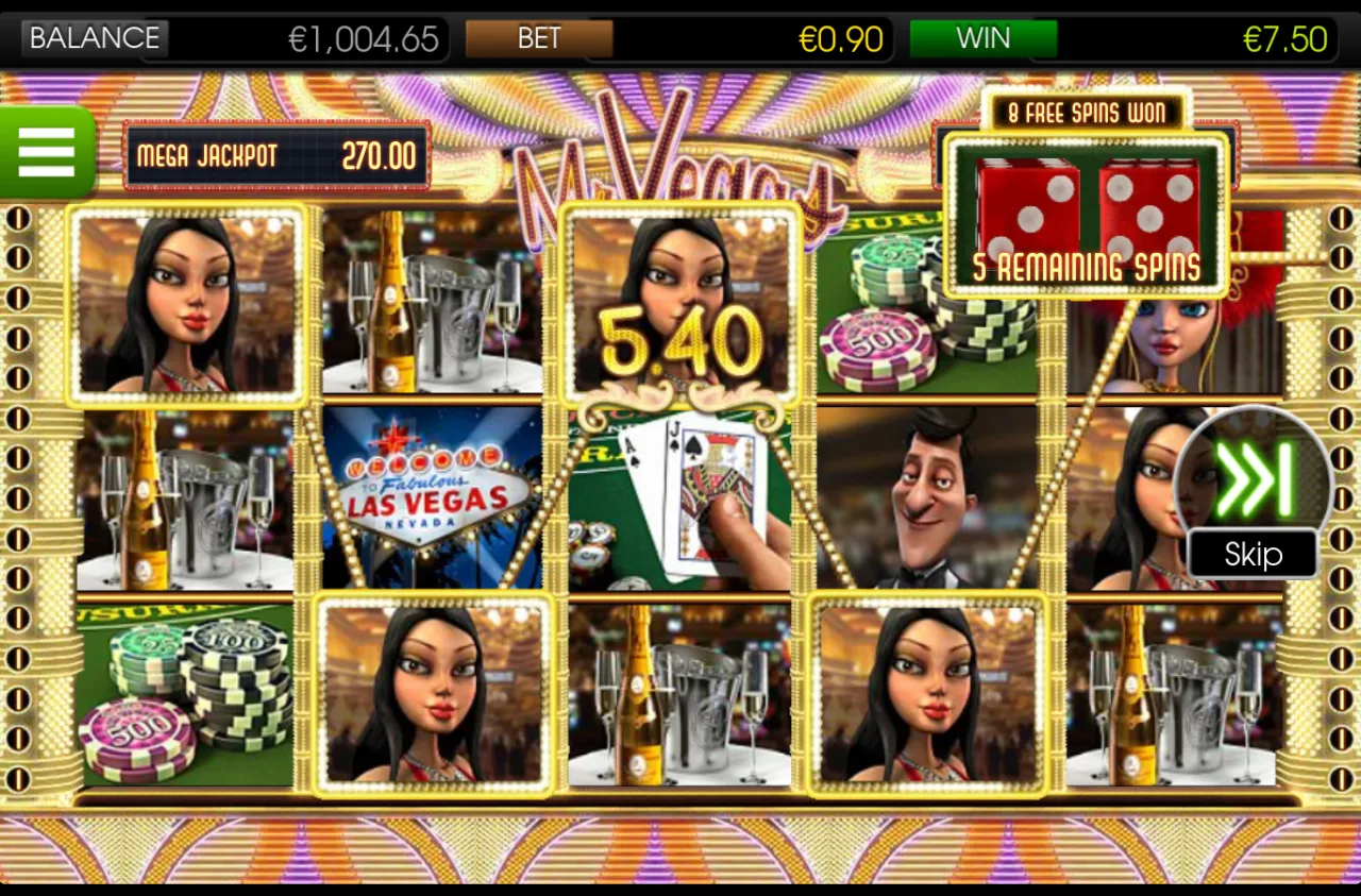 A 5.40 line during free spins with five spins left on the counter