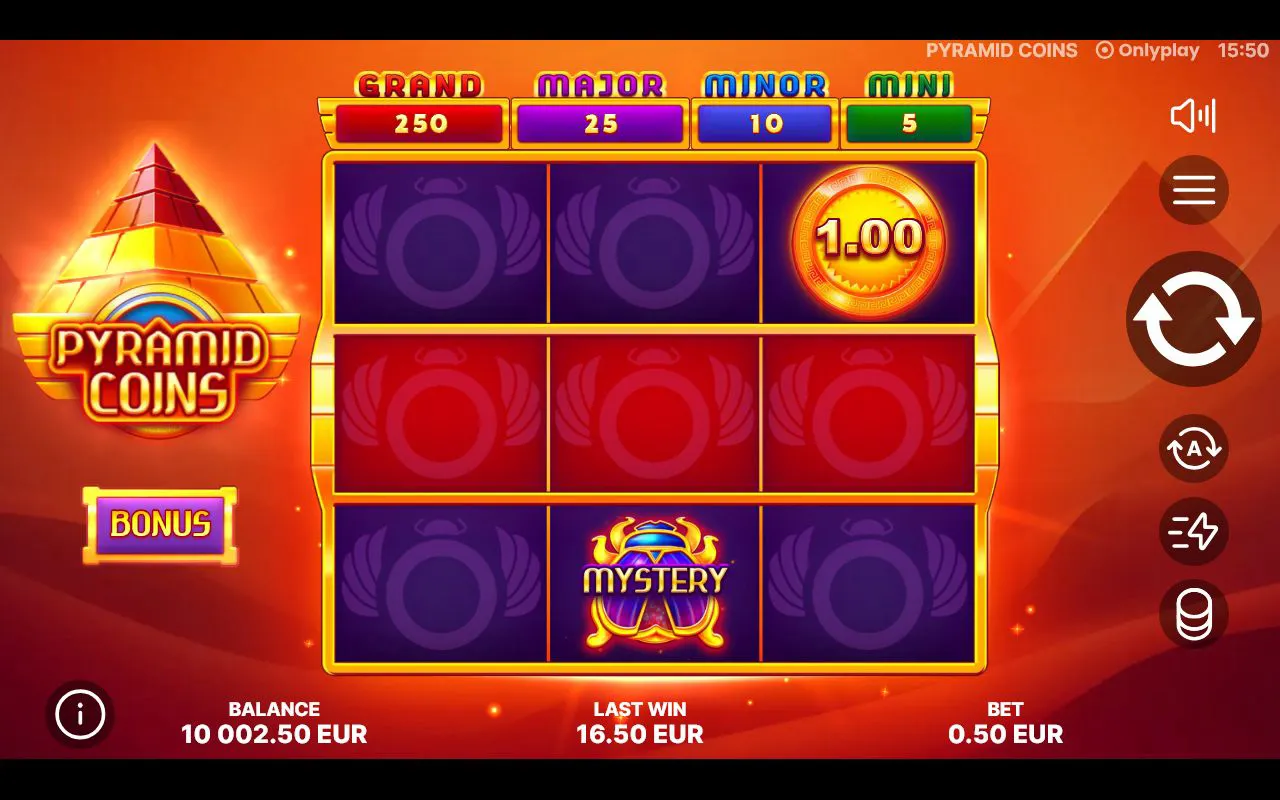 Bonus Game intro splash showing the Coin Collect symbol and a GRAND jackpot at 500x stake