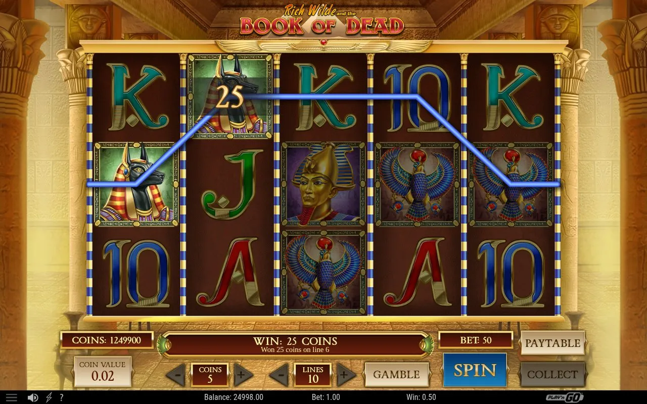 Next base-game spin showing a mix of low card ranks and a partial pharaoh column across the upper rows