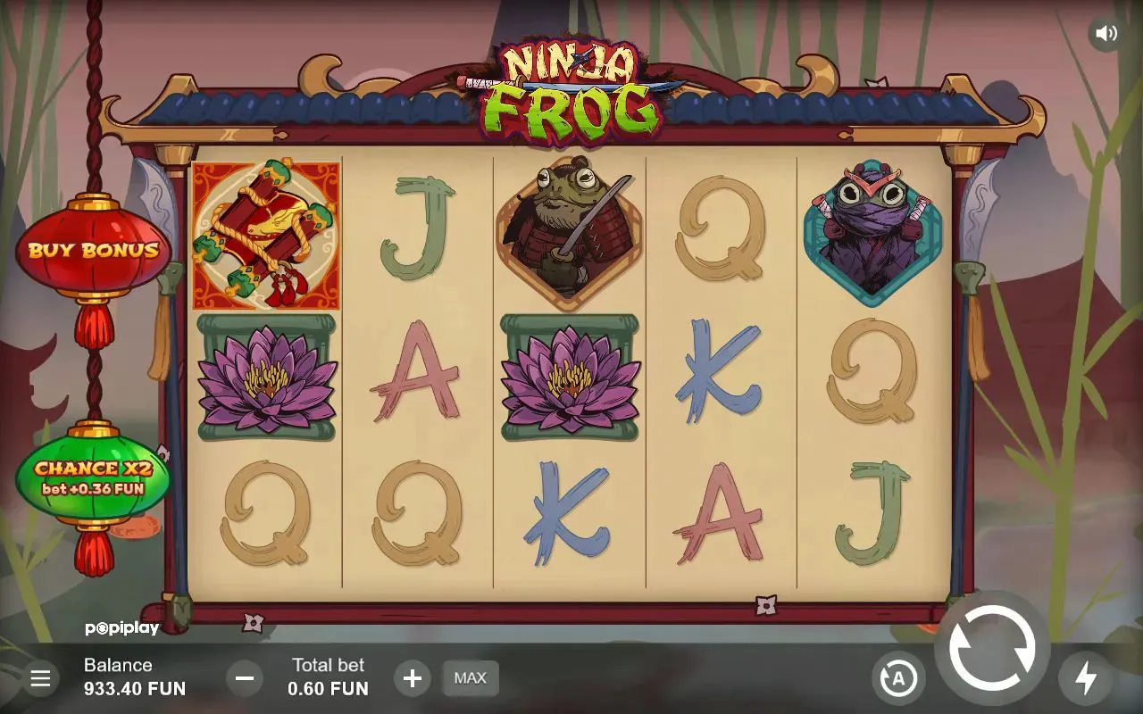 Mixed card board with a single lotus, the armoured samurai toad, and a teal-hooded frog premium