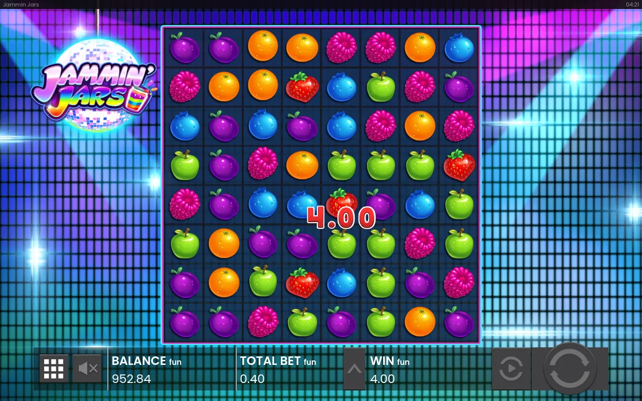 A dense strawberry cluster paying 4.00 on the eight-by-eight board
