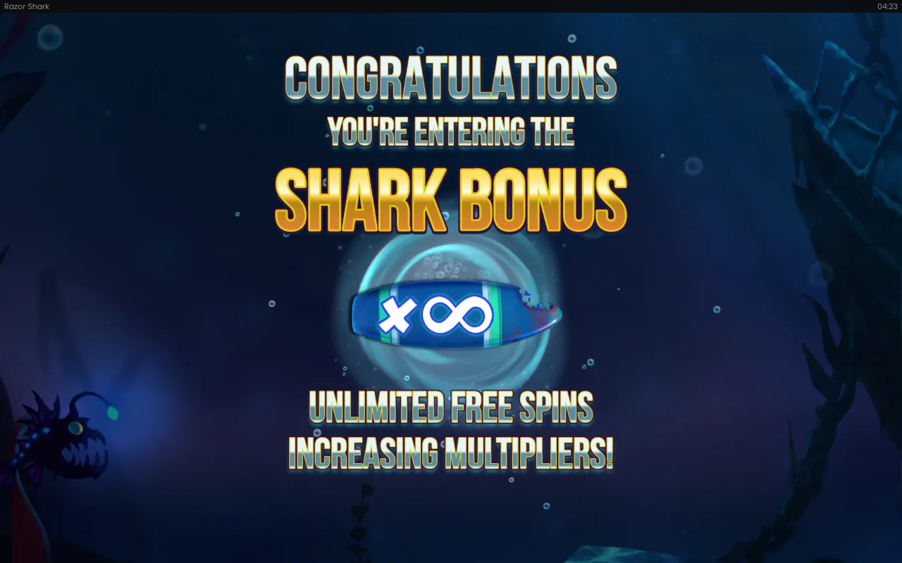 Shark Bonus splash: unlimited free spins, increasing multipliers