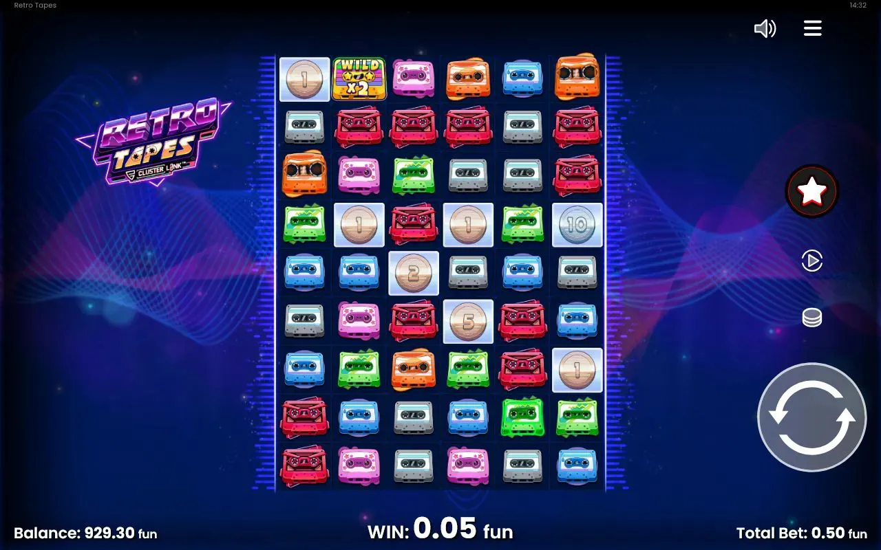Late-run grid showing a WILD x2 multiplier next to bronze prize coins